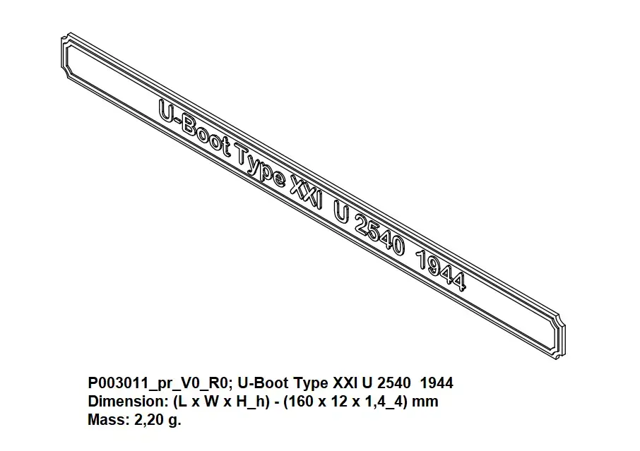Nameplate - U-Boot Type XXI U 2540 1944 3D print model