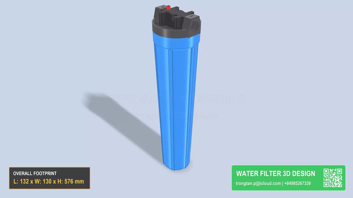Industrial Plastic Filter Housing 1 Cartridge 20 Inch 3D model