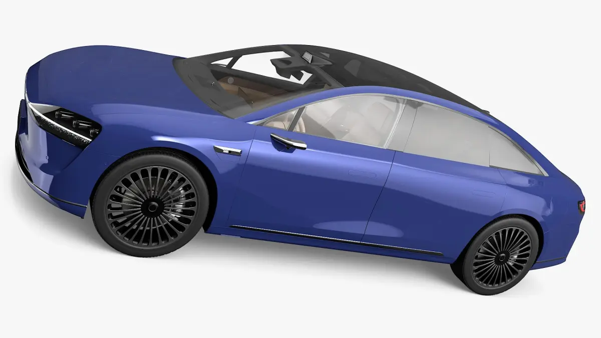 Urban Electric Sedan Car Blue 3D model