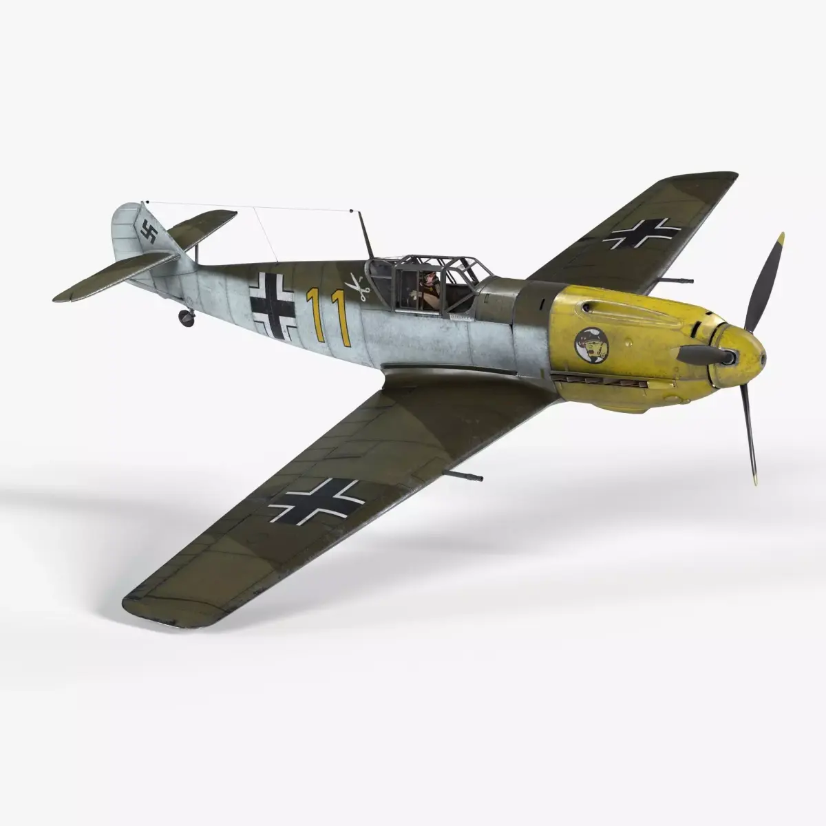 Messerschmitt BF109 German Fighter Airplane Desert V2 3D model