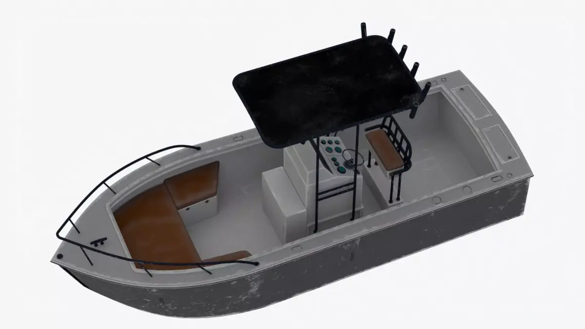 4K Small Aluminium Boat Low-poly 3D model