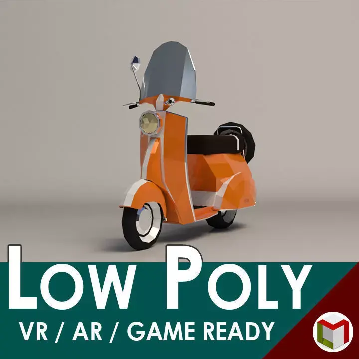 Low-Poly Cartoon Vespa Scooter Low-poly 3D model buy