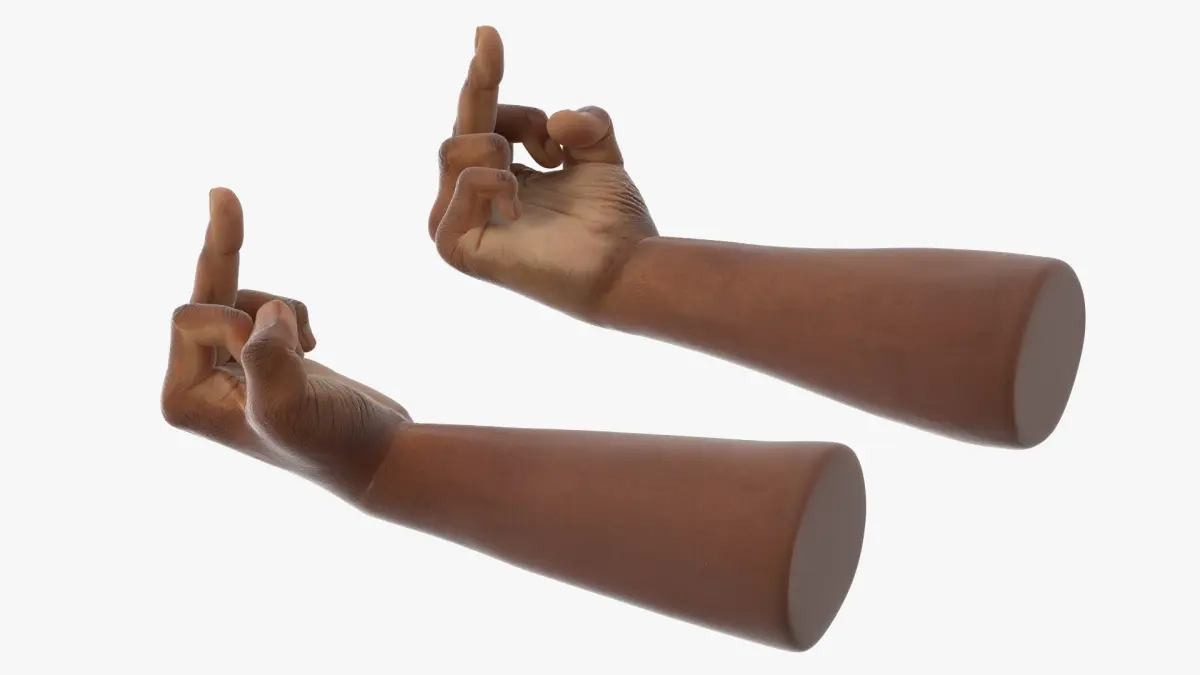 Black Male Hand Pair with Middle Finger Gesture 3D model