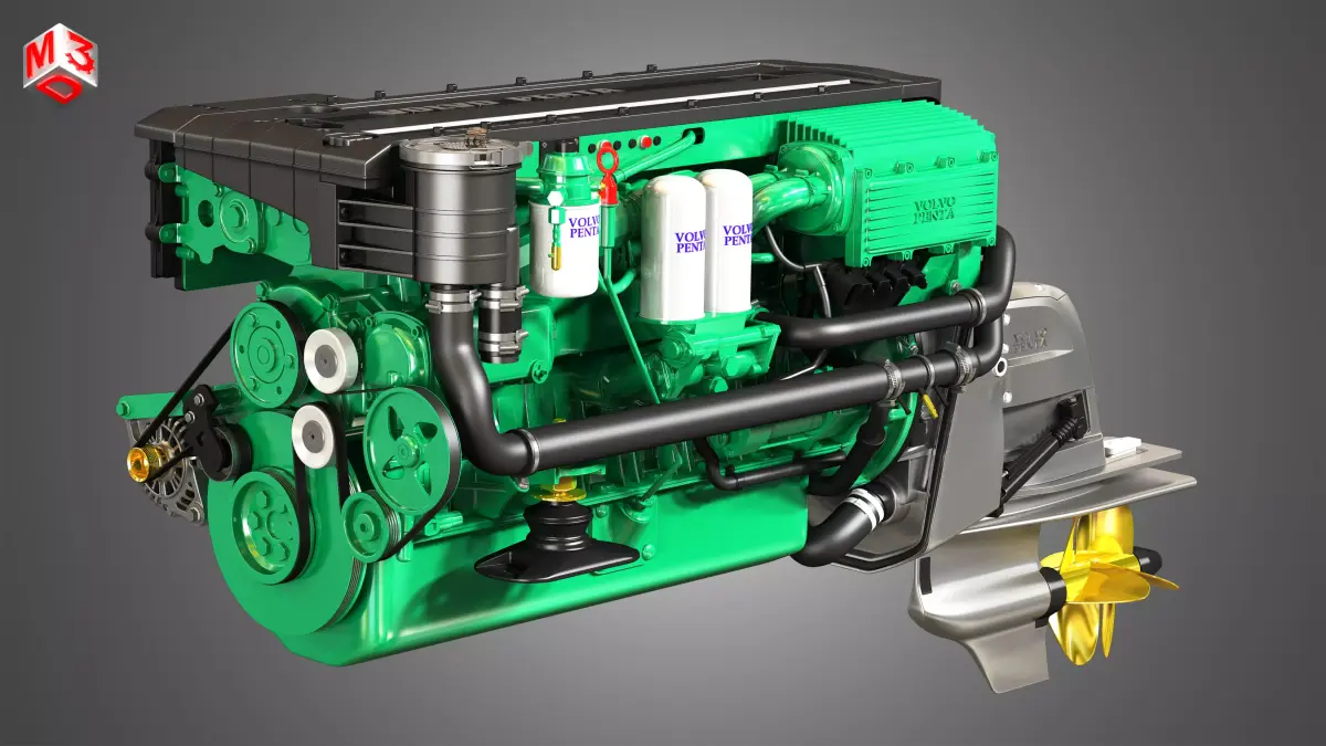 Penta D6-330 Engine - 6 Cylinder Marine Engine 3D model