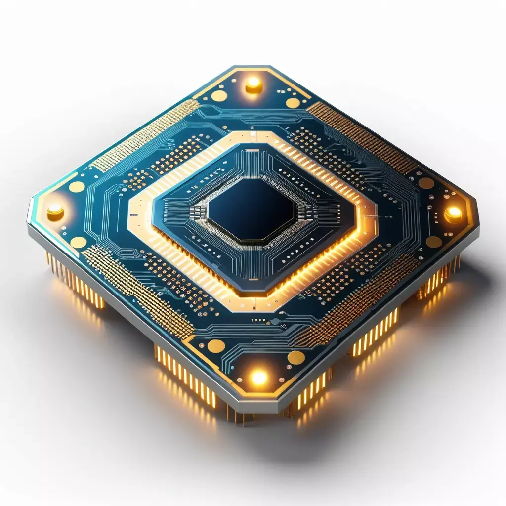 Futuristic Data Chip with Glowing Circuits 3D model