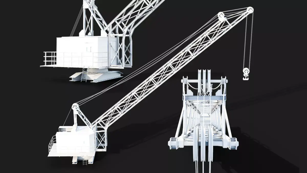 Mobile port Crane heavy duty lift hoist untextured 3D model
