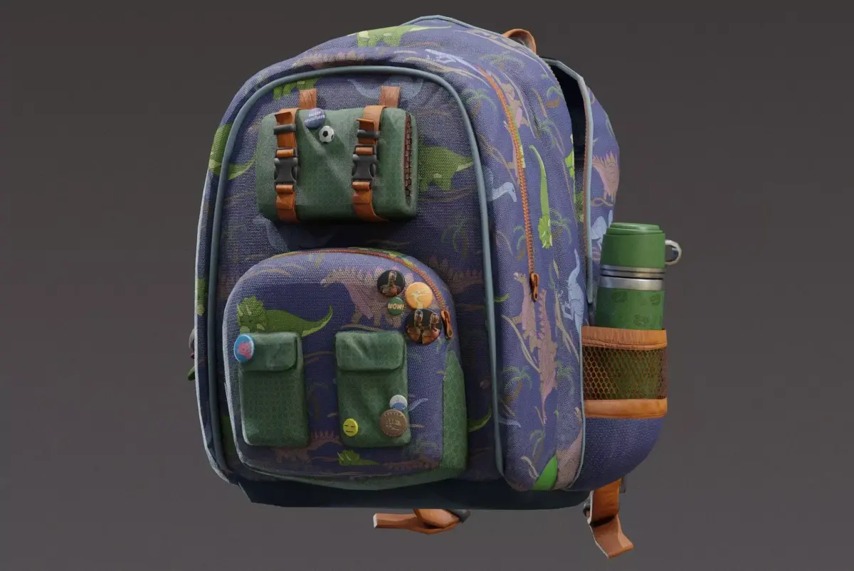 Backpack for kids Low-poly 3D model