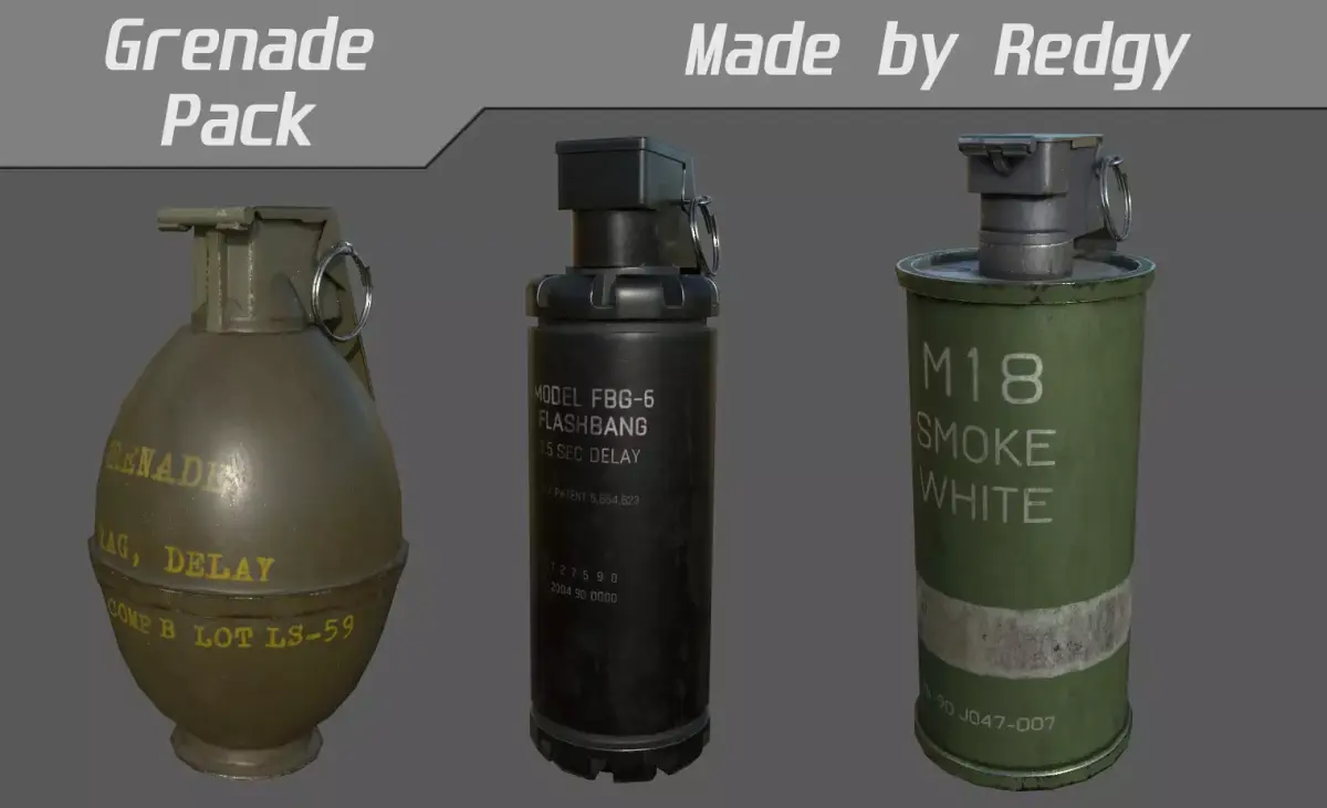 Grenade Pack Low-poly 3D model purchase