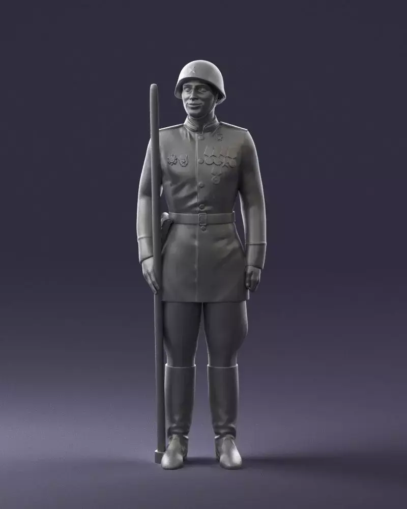 000110 Smiling Soviet Heroic Soldier in Parade Stance 0116 3D model