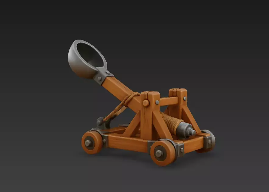 Stylized Medieval Catapult 3D Model Siege Weapon 3D model