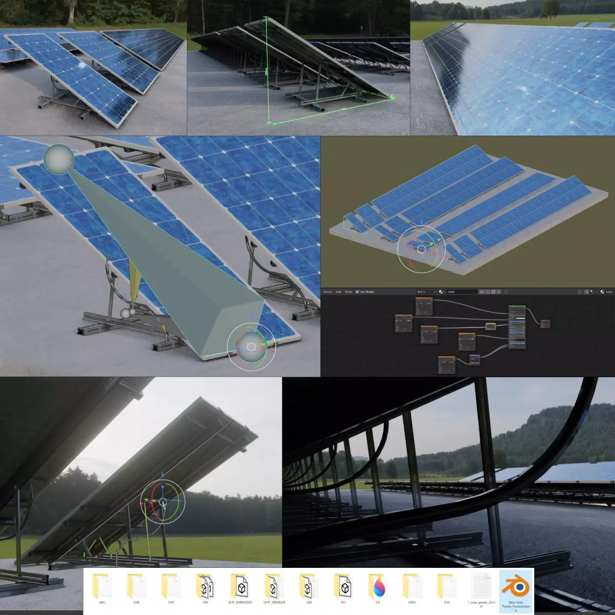 Solar Panels Rigged - New Versions Low-poly 3D model