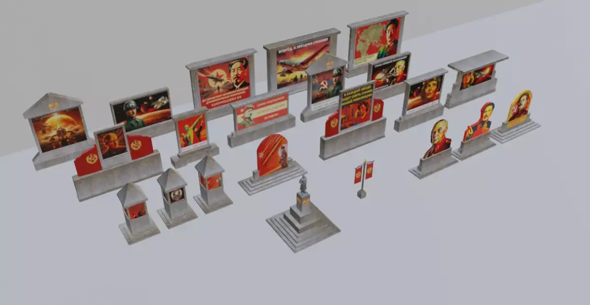 Soviet Sci-Fi Propaganda pack II Low-poly 3D model