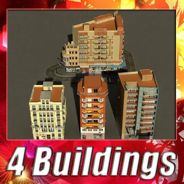 Building Collection 49-52 Low-poly 3D model