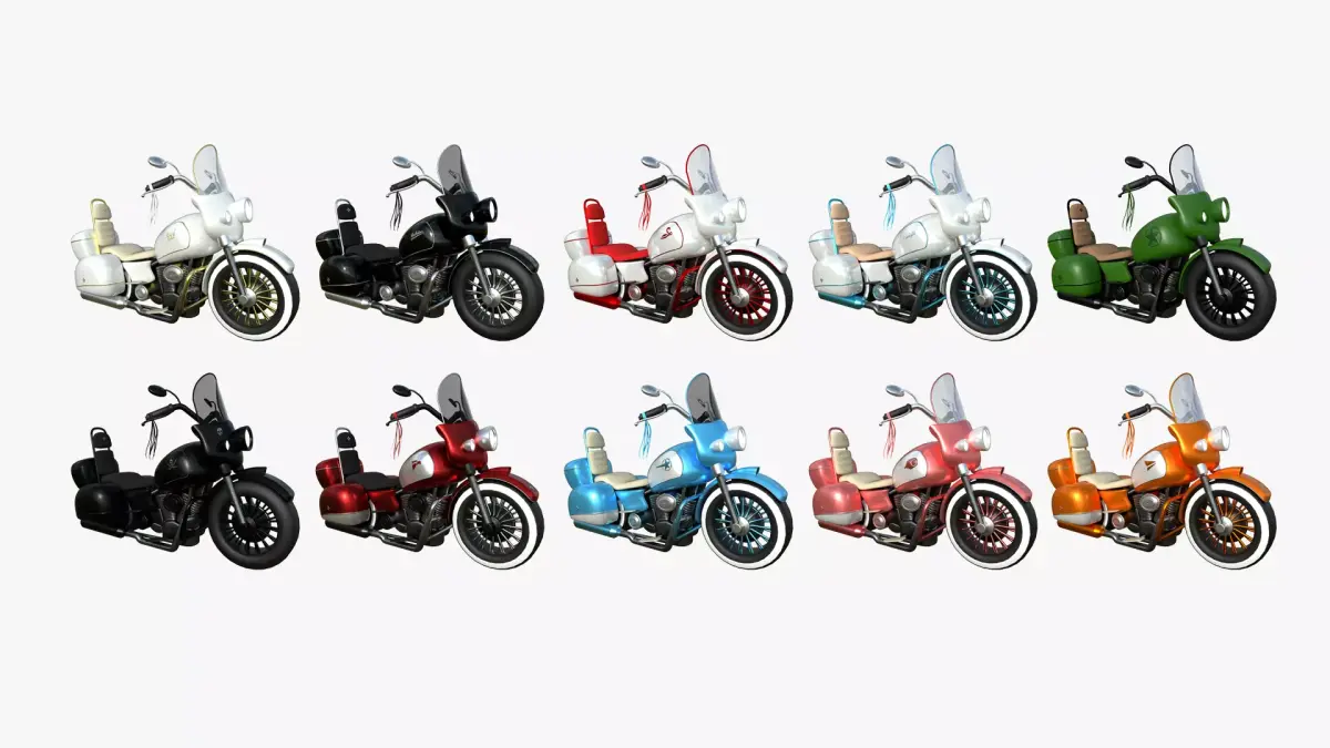 10 Motorcycle Cartoon B Collection - Custom Vehicle Design 3D Model Pack purchase