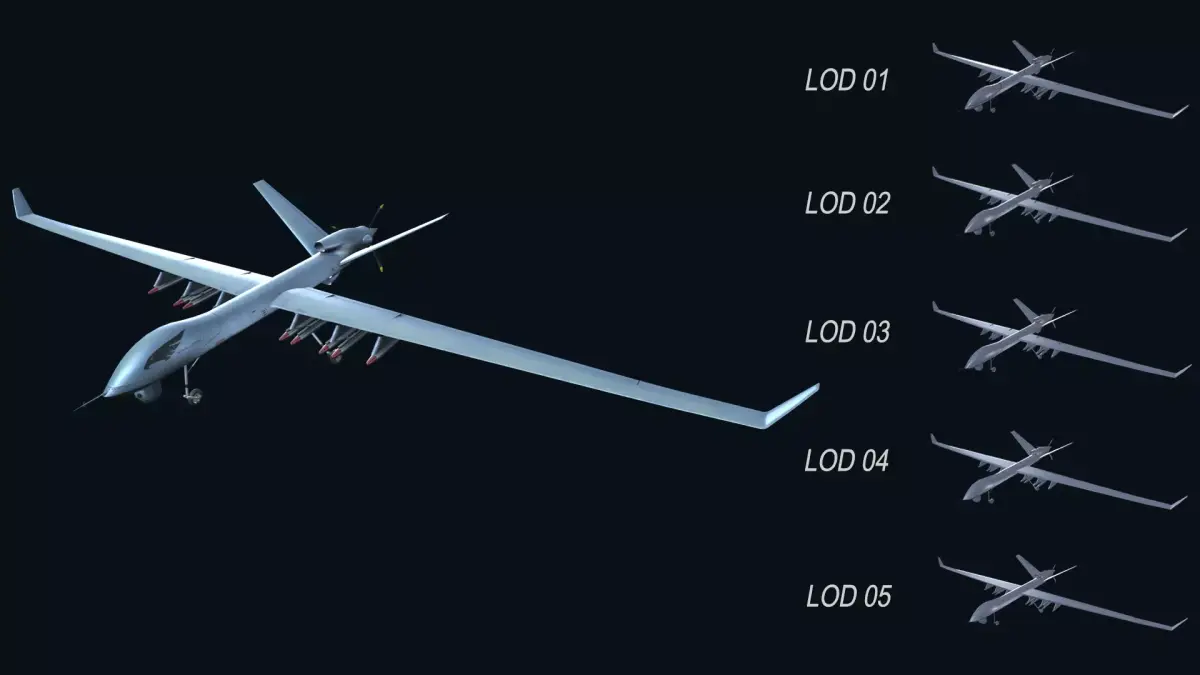 Asset - Army - UAV Wing Loong ll - 3D MODEL Low-poly Low-poly 3D model