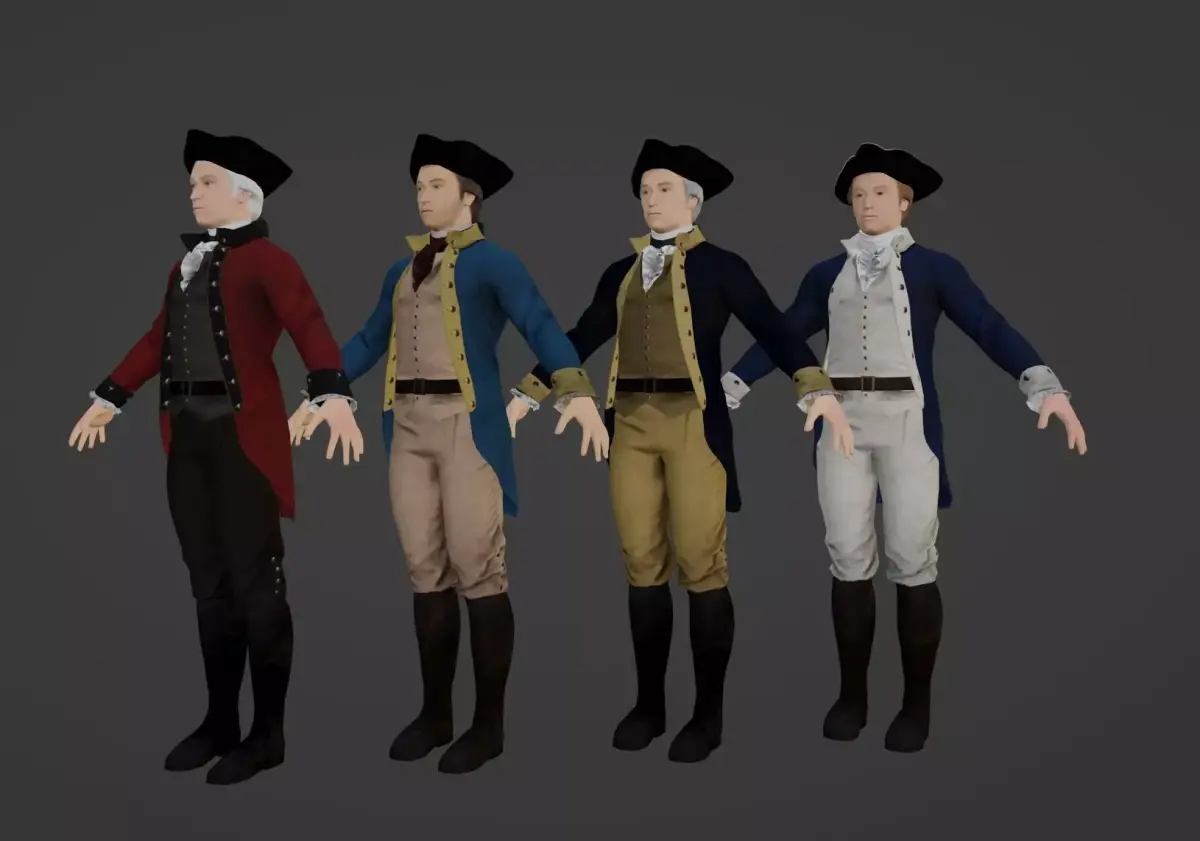 American Revolutionary General Low-poly 3D model