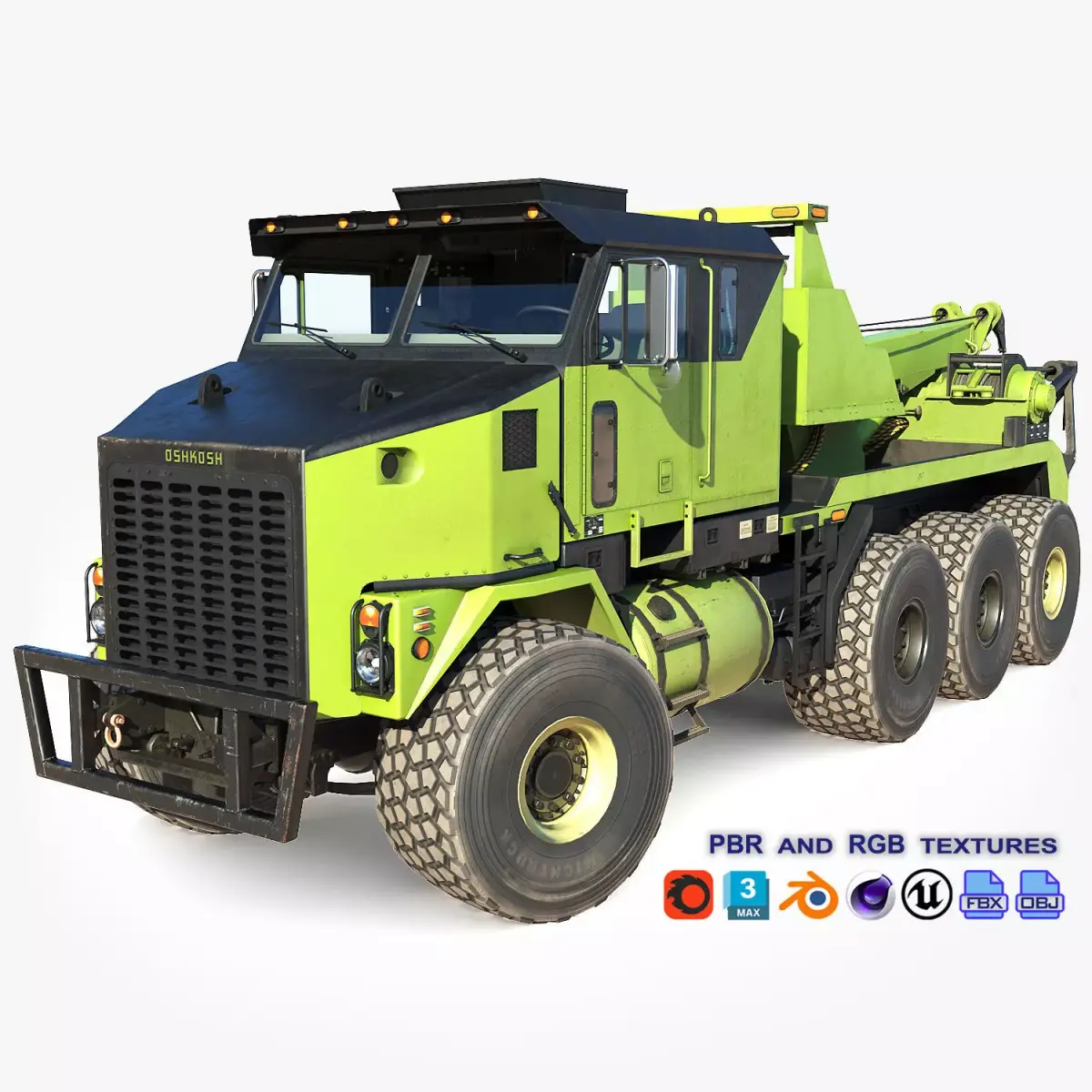 Oshkosh HET Wrecker Low-poly 3D model