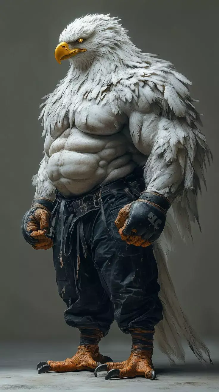 Anthropomorphic Eagle Character Warrior Muscular Bird-Man  Low-poly 3D model