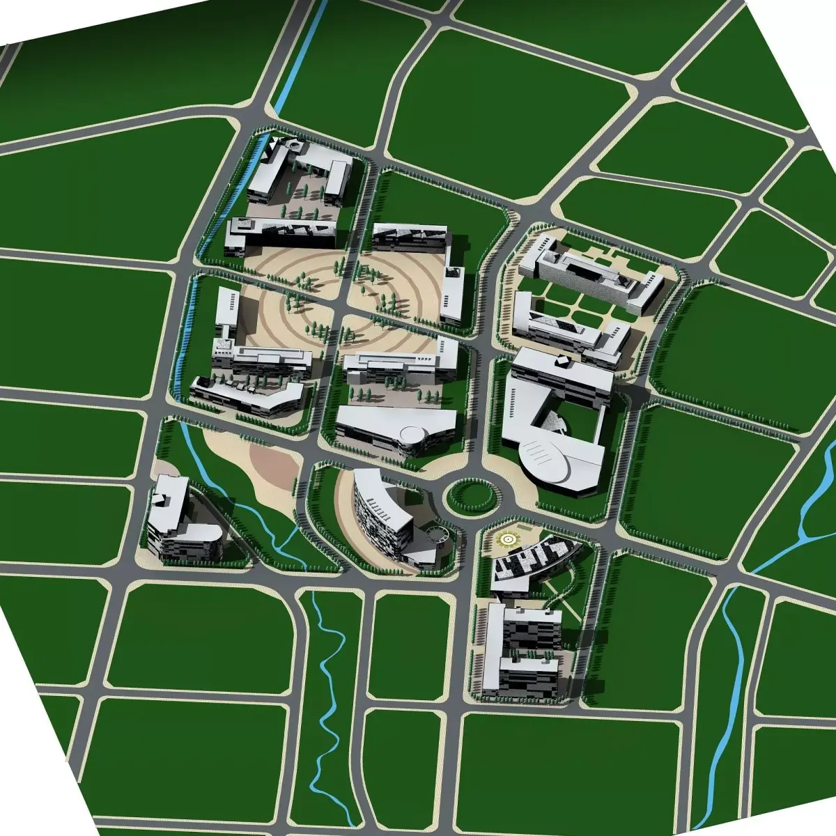 Architecture campus of university 3D model purchase