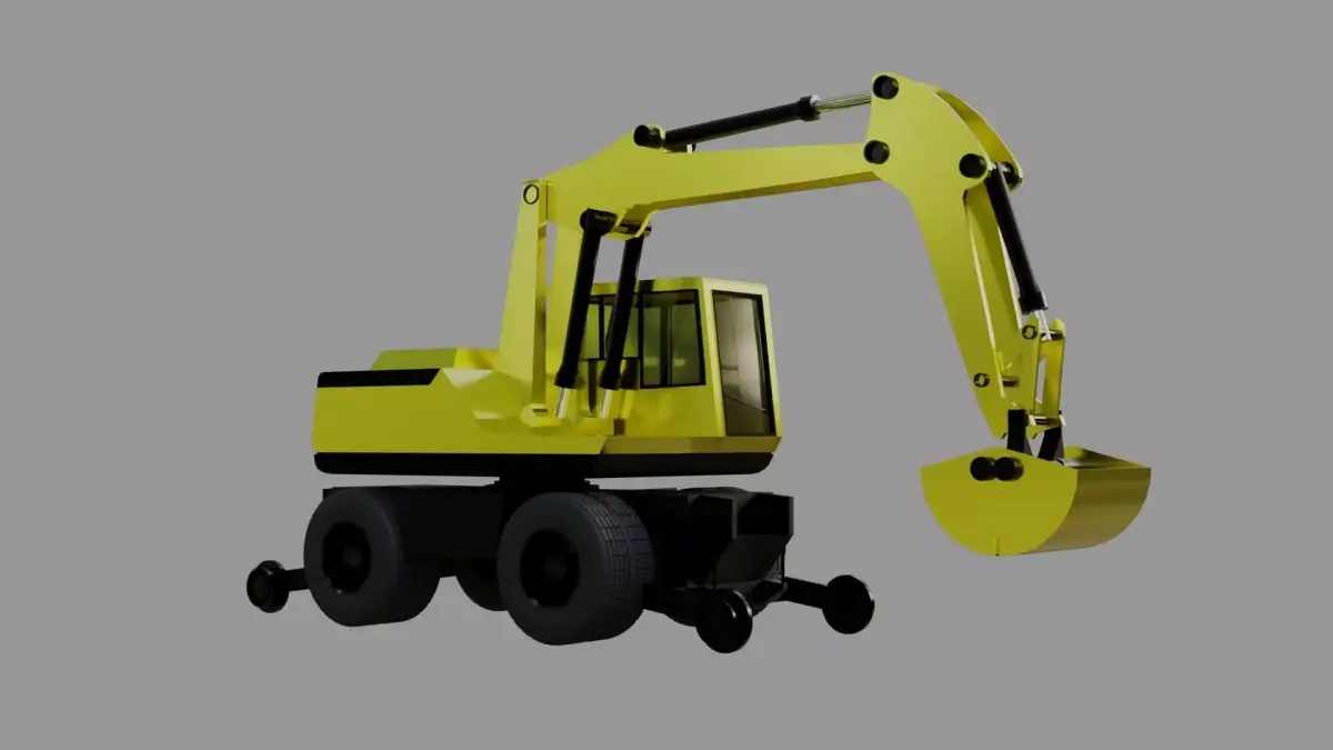 Railroad excavator Low-poly 3D model