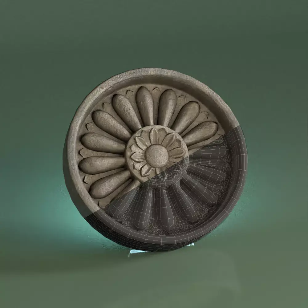 Korean Traditional roof tile lotus Sumaksae PBR 4K Low-poly 3D model