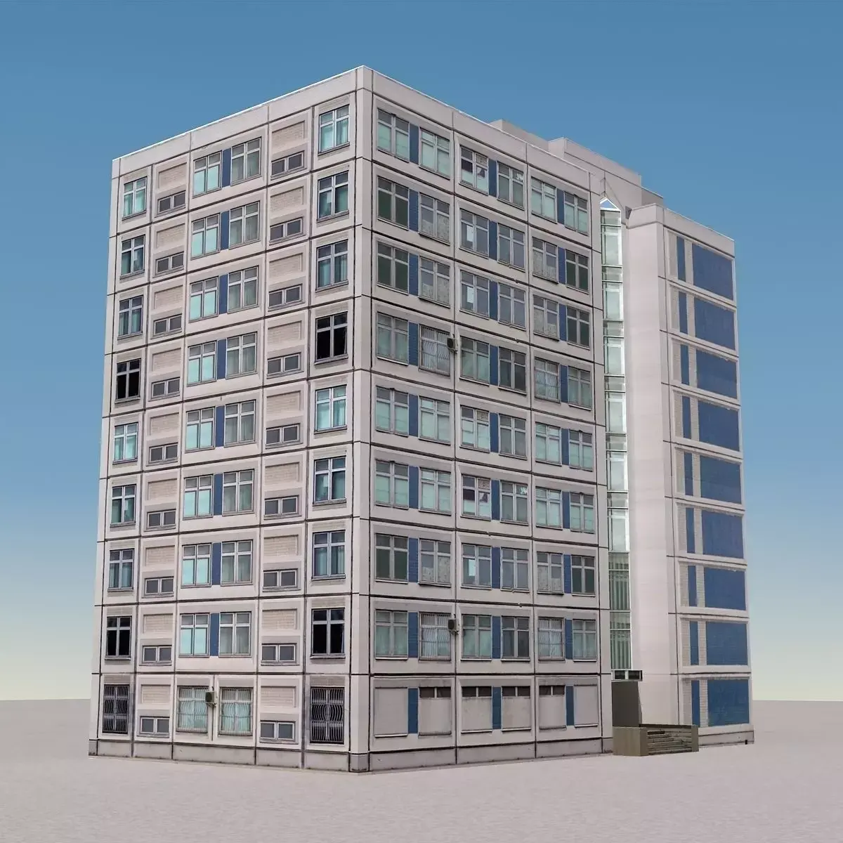 Building Lowpoly apartment with roof Low-poly 3D model