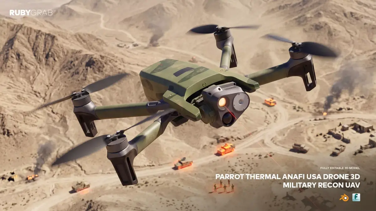 Parrot Thermal ANAFI USA Drone - Military Recon UAV 3D model