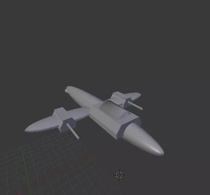 spaceship A-1 jet plane with two propellers 3D model