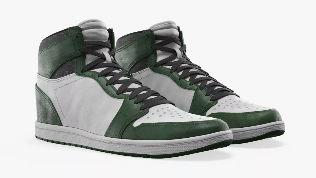 Retro Basketball High Top Footwear Green 3D model