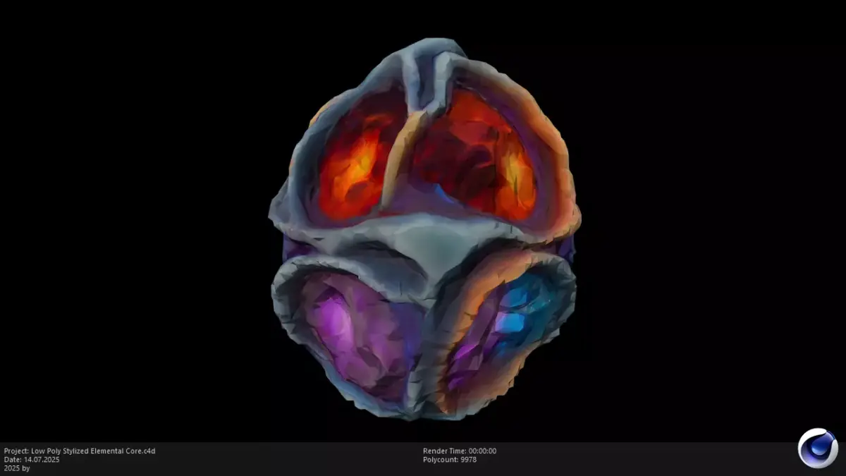 Low Poly Stylized Elemental Core Low-poly 3D model
