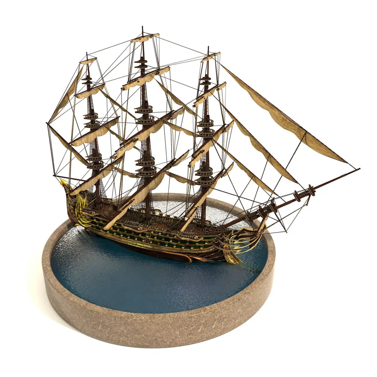 Pirate Ship Low-poly 3D model