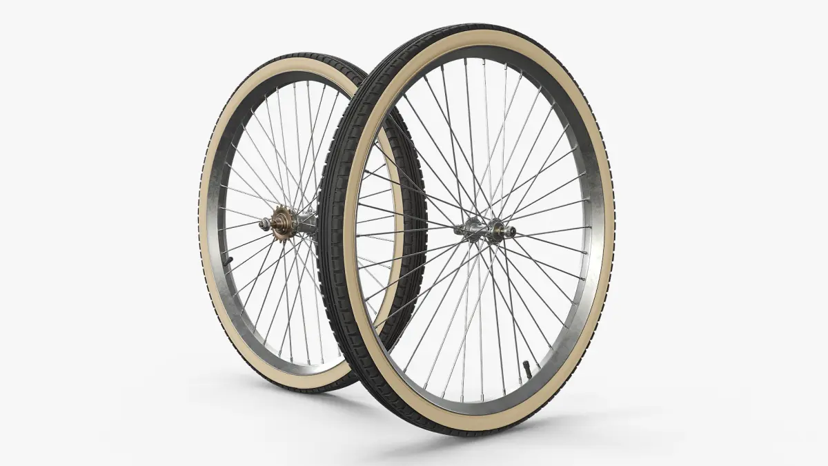 Classic Bike Wheel Set with Light Brown Tires 3D model