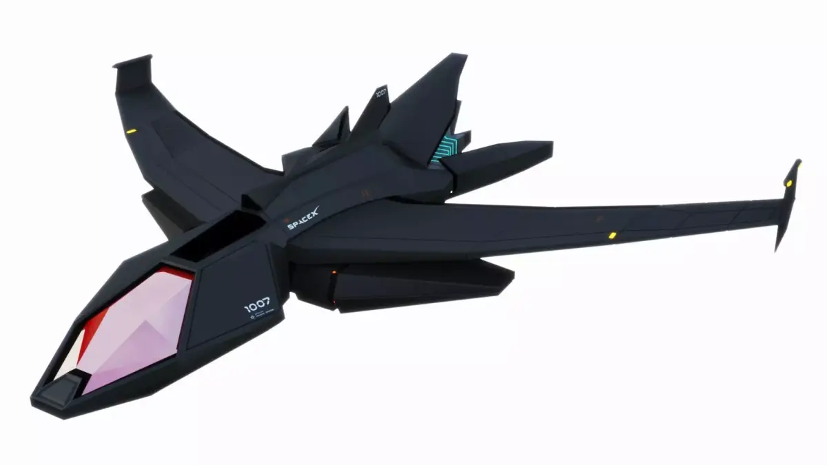 SciFi Jet Low-poly 3D model