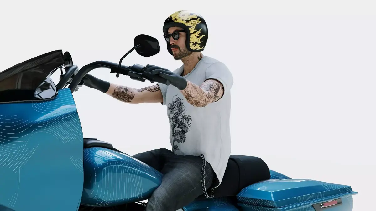 Highly Detailed Character -Touring Motorcycle 3D model