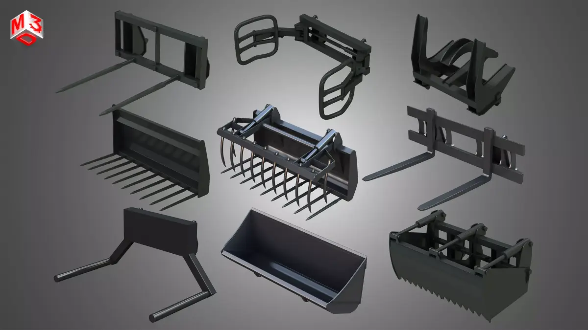 Stoll Front Loaders Tools  9 in 1 3D Model Pack purchase