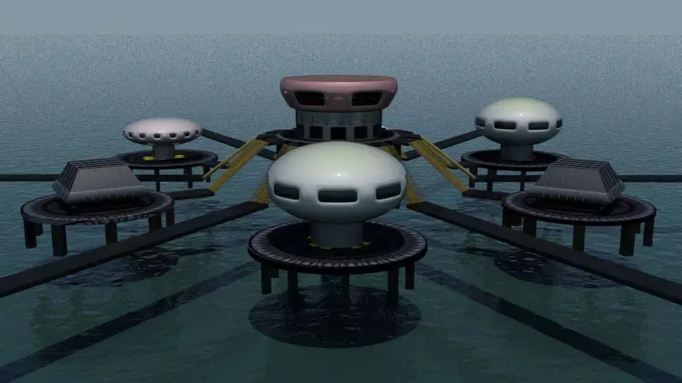 Ocean city cluster 3D model