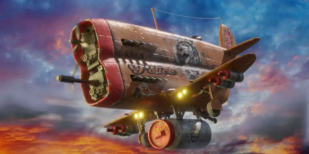  Stylized realistic brown airplane Low-poly 3D model