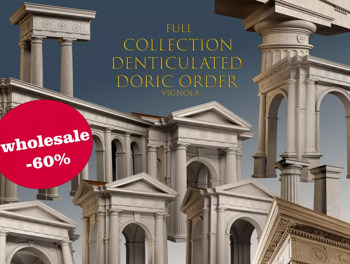 Denticulated Doric order  Vignola full collection 3D Model Pack