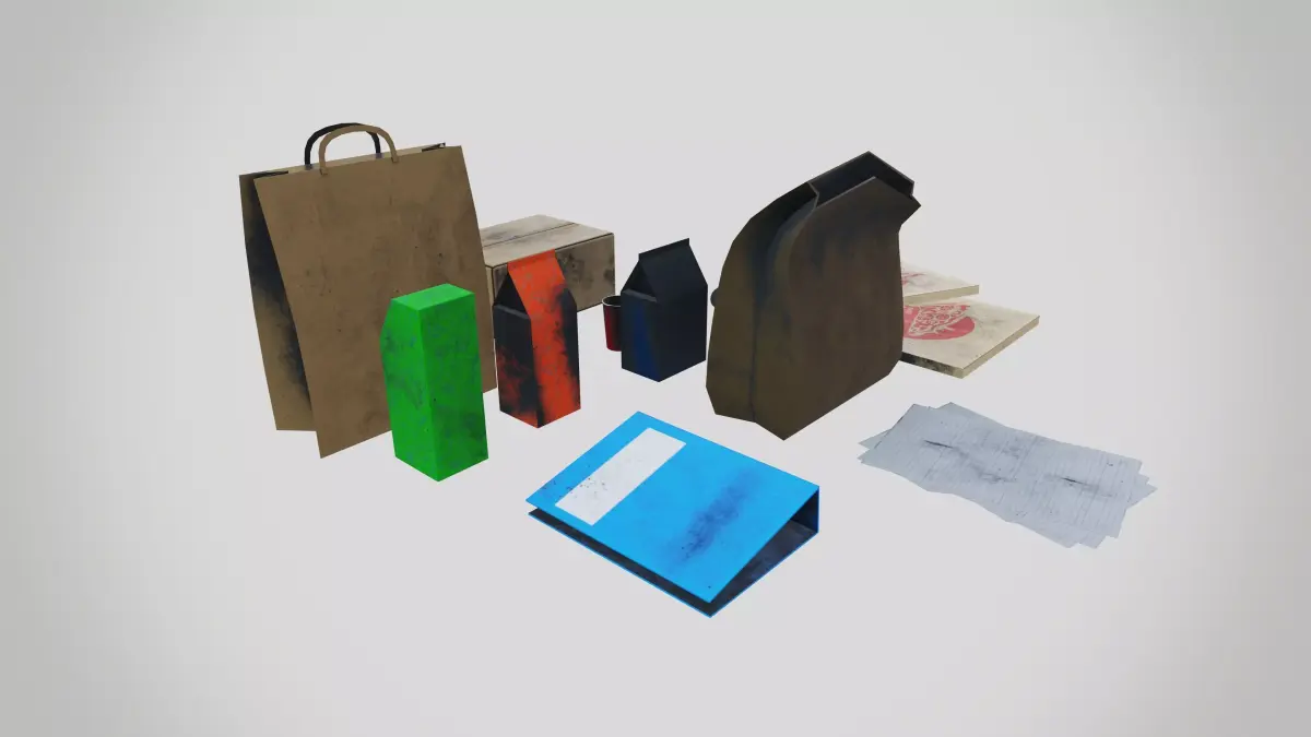 Paper Bag Paper Cups Paper Tetra pack Sheets 3D model