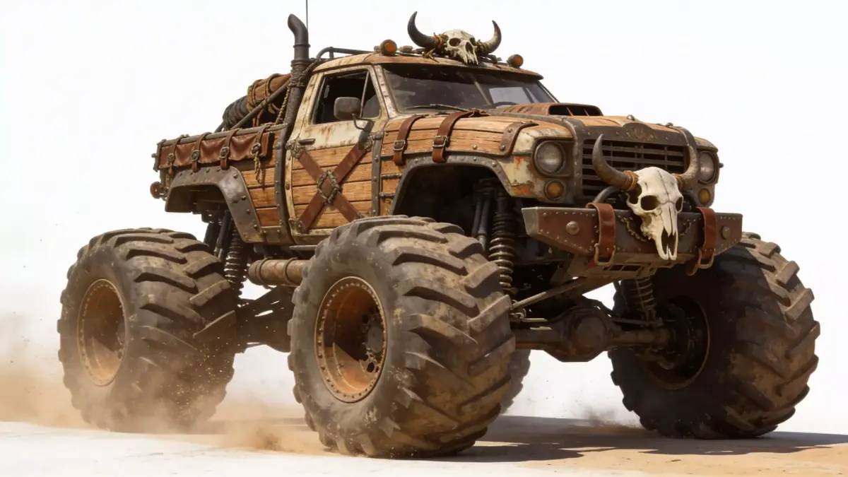 Post-Apocalyptic Rebel Monster Truck 3d Low-poly 3D model