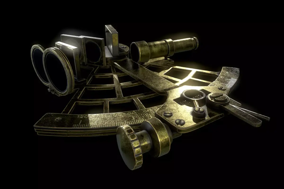 Antique Sextant Instrument Low-poly 3D model
