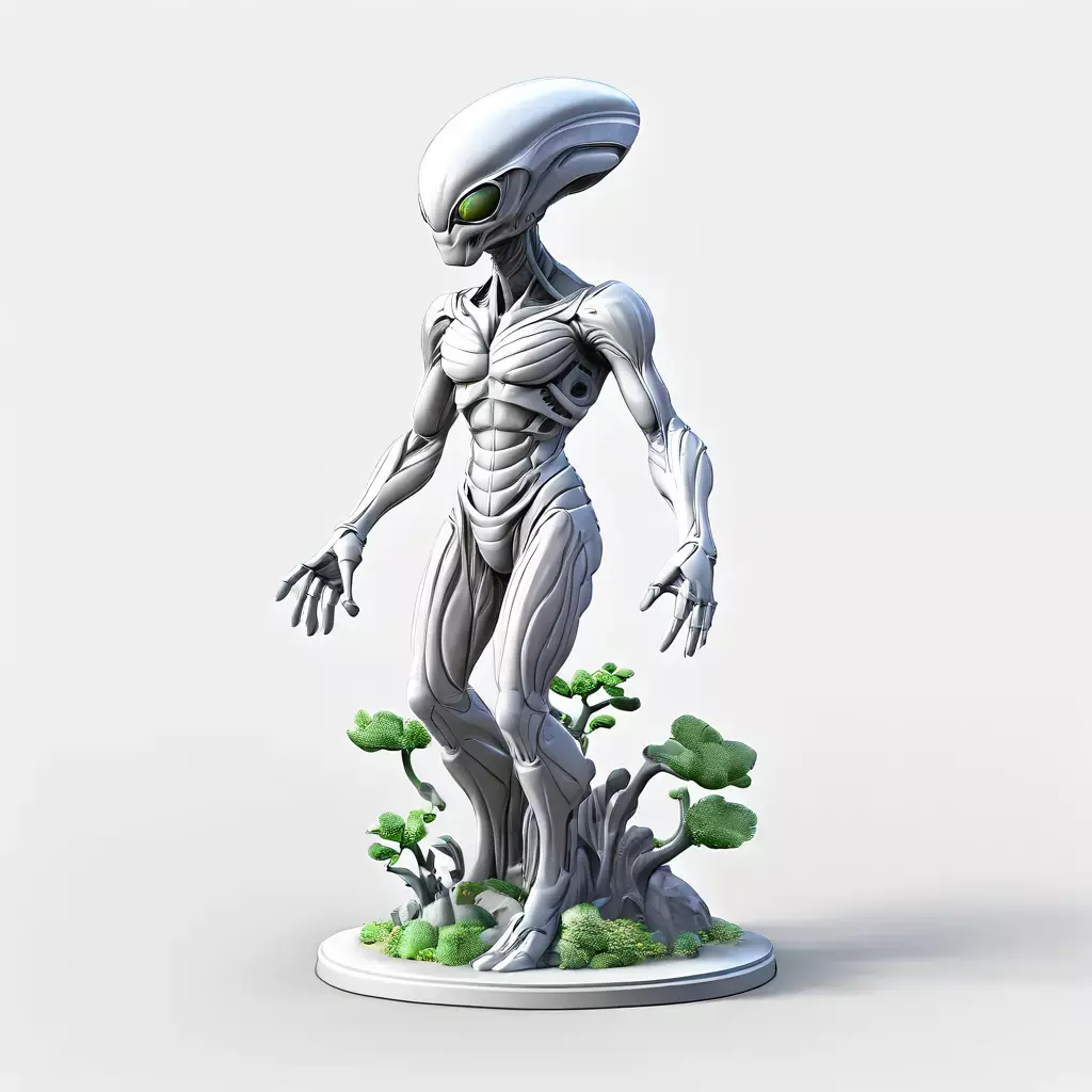 Highly Detailed SciFi Alien Statue Low-poly 3D model