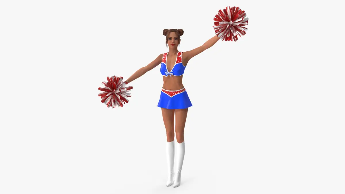 European Woman Dancer with Pompoms Rigged 3D model
