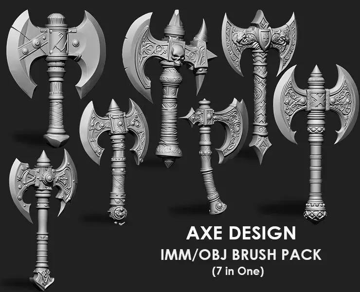 Axe IMM OBJ Brushes 7 in one 3D model