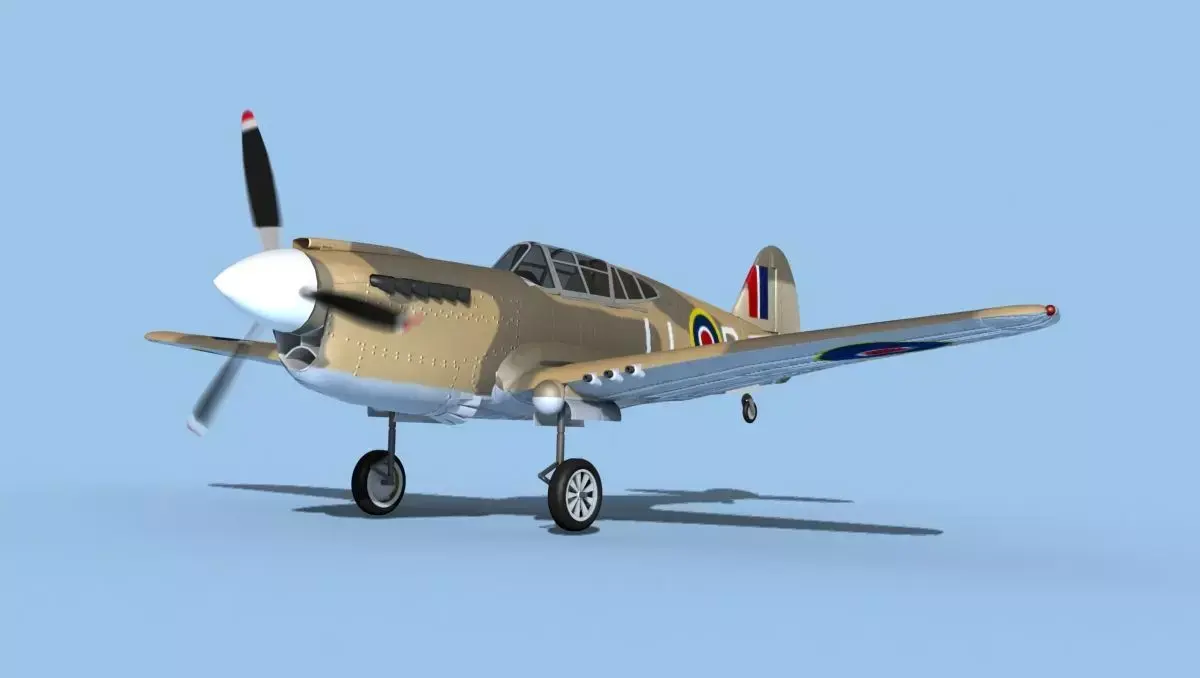 Curtiss P-40F Tomahawk V02 RAF 3D model