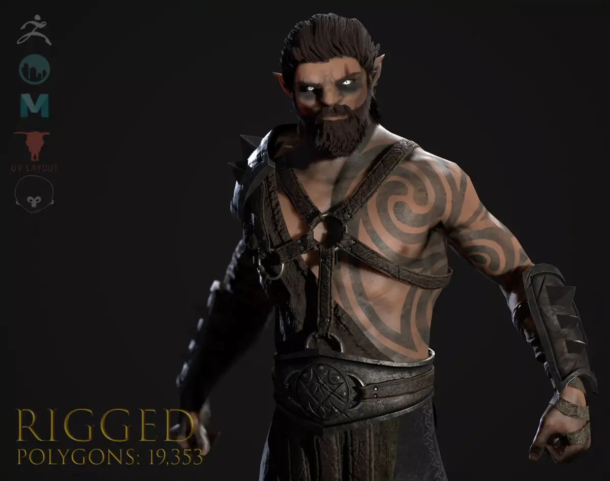 Werewolf-RIGGED warrior Low-poly 3D model