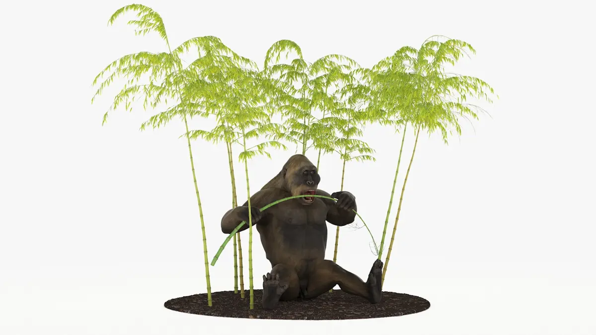 Big Ape Gigantopithecus Eats Bamboo Plants 3D model