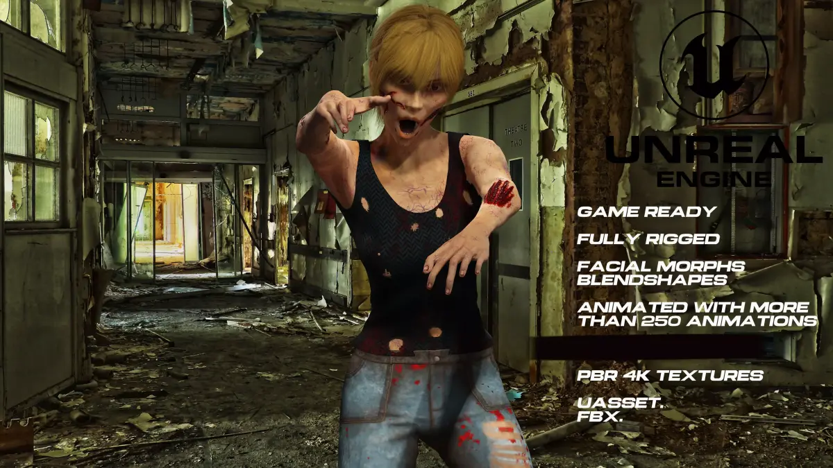 Zombie full rigged - game ready - animated Low-poly 3D model purchase