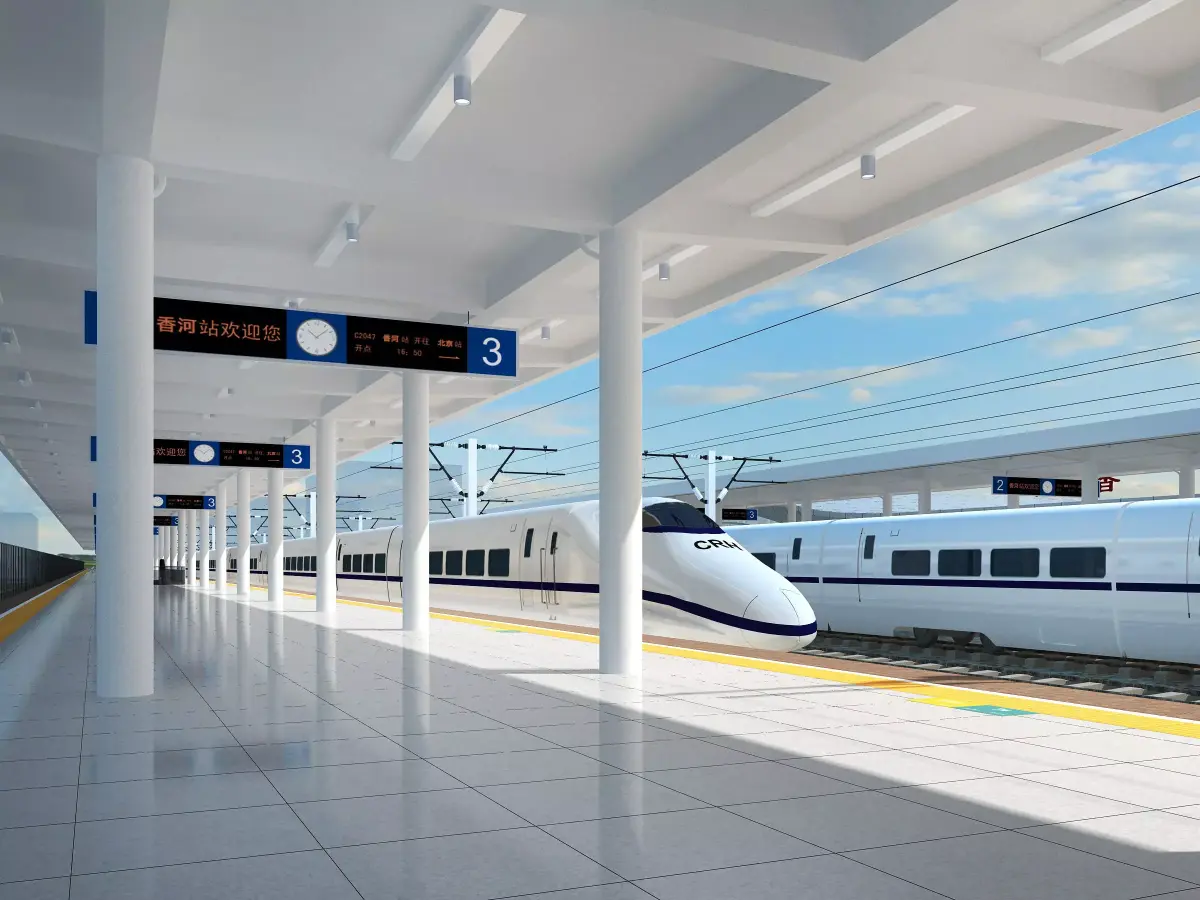 High-Speed Railway Station  Low-poly 3D model