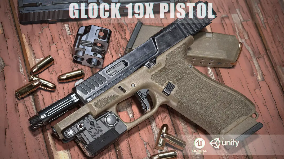 Glock 19x Low-poly 3D model